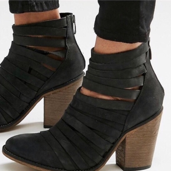 FREE PEOPLE HYBRID STRAPPY Grey Suede Bootie NWOT - Picture 16 of 16